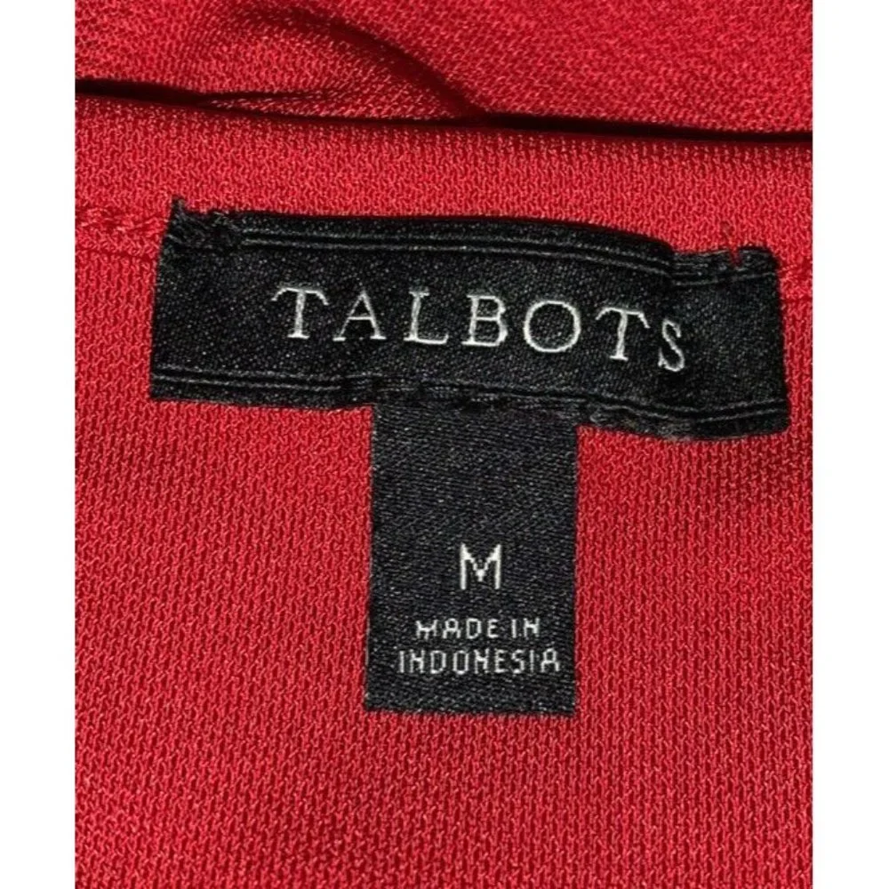 Talbots Sz MEDIUM Red Liquid Knit Career Easy Care Keyhole Neck Top EUC - Picture 7 of 8